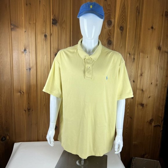 Polo Ralph Lauren Men's 3XB Big Short Sleeve Polo Style Shirt Yellow Pony Cotton - Picture 2 of 9